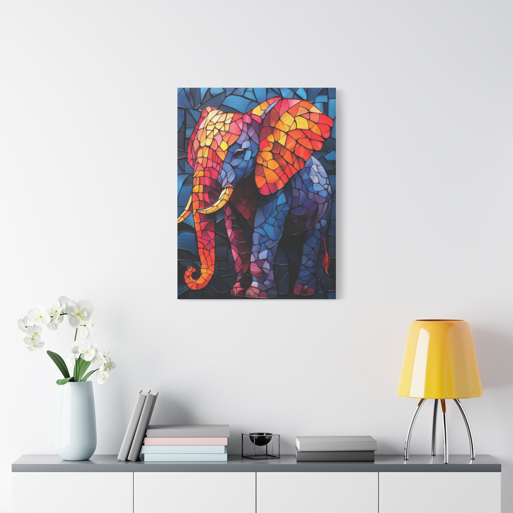 Wall Decoration, Glass Wall Art, Mural Art, Animal Wall Decor, Alone Elephant Glass Printing, Elephant sale On Way Wall Decor,